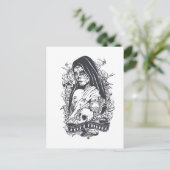 Gothic Sugar Skull Woman Tattoo Art ポストカード (スタンド正面)