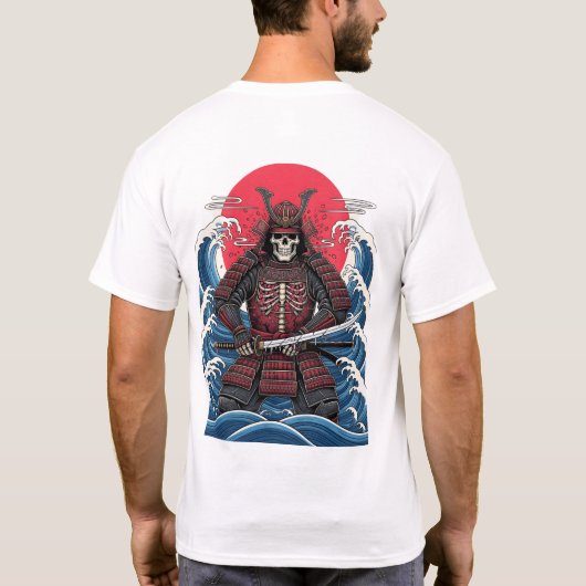 Gothic T-Shirt Samurai Skull Tattoo Design Grunge Tシャツ (裏面)