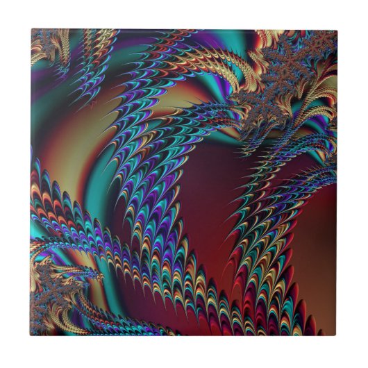 Gothic Technicolor Fractal Dragons抽象芸術 タイル (正面)