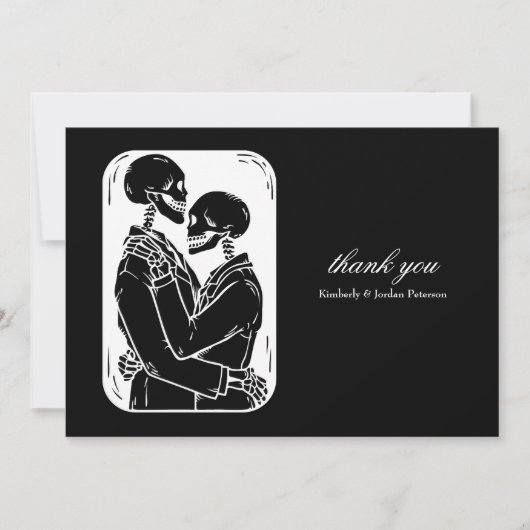 Gothic Thanks You Skells結婚's Black and White サンキューカード (正面)