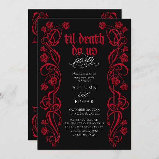 Gothic Til Death Engagement Party 招待状 (正面/裏面)