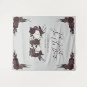 Gothic Til Death Gray Floral Skull Wedding タペストリー (正面(横))