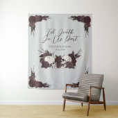 Gothic Til Death Gray Floral Skull Wedding タペストリー (インサイチュ)