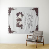 Gothic Til Death Gray Floral Skull Wedding タペストリー (インサイチュ(横))