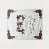 Gothic Til Death Light Gray Floral Skull タペストリー (正面(横))