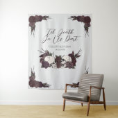 Gothic Til Death Light Gray Floral Skull タペストリー (インサイチュ)