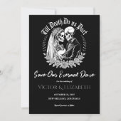 Gothic Till Death Black Elegant Skeleton Wedding セーブザデート (正面)