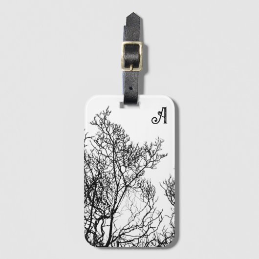 Gothic Tree Black and White Personalized ラゲッジタグ (正面縦)