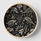 Gothic Tribal Dinosaur Skeleton Wall Clock 壁時計 (正面)