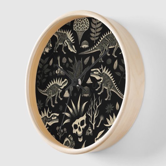 Gothic Tribal Dinosaur Skeleton Wall Clock 壁時計 (傾斜)
