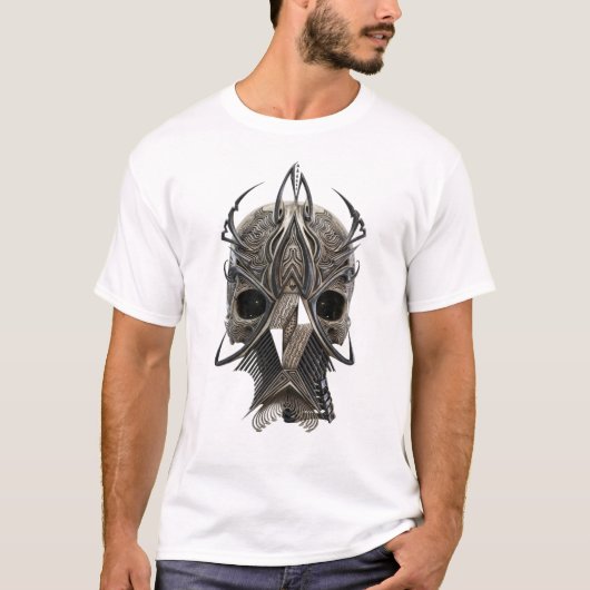 Gothic Tribal Skull Print T-Shirt Tシャツ (正面)