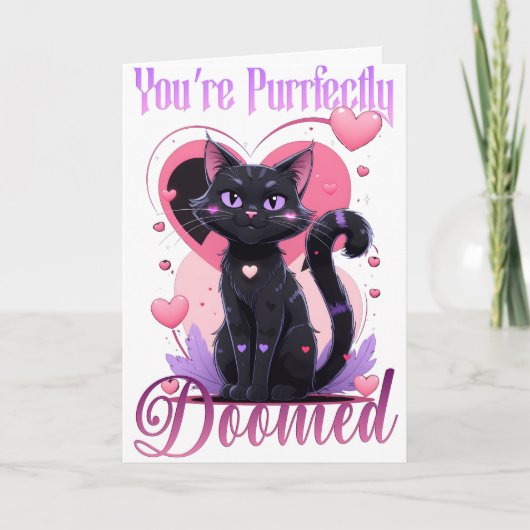 Gothic Valentine Cat Greeting Card カード (正面)