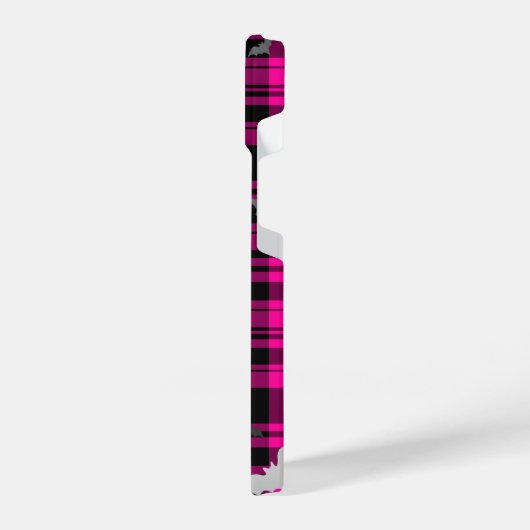 Gothic Vampire Bats Plaid Black Pink Phone Case iPhoneケース (左側面)