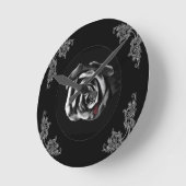 Gothic Vampire Black rose ラウンド壁時計 (傾斜)