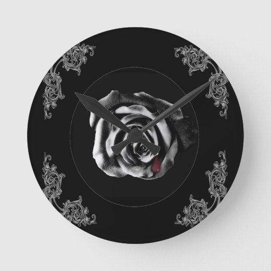 Gothic Vampire Black rose ラウンド壁時計 (正面)