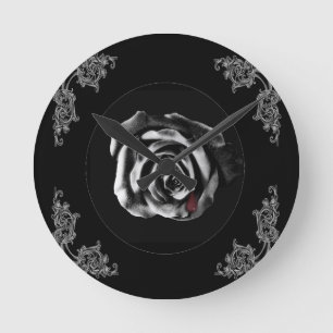Gothic Vampire Black rose ラウンド壁時計