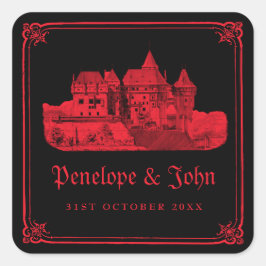 Gothic Vampire Castle Black Red Wedding スクエアシール