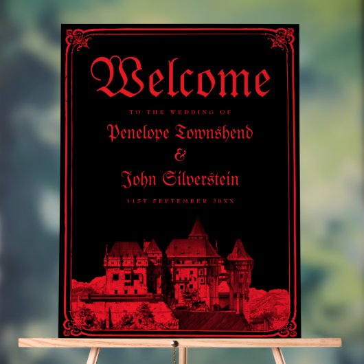 Gothic Vampire Castle Border Black Red Wedding  アクリルサイン (ニュートラル)