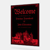 Gothic Vampire Castle Border Black Red Wedding  アクリルサイン (傾斜)