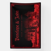 Gothic Vampire Castle Border Black Red Wedding 横断幕 (縦)