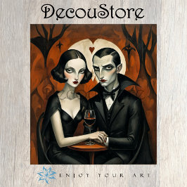 Gothic Vampire Couple with Wine Glass Decoupage 薄葉紙