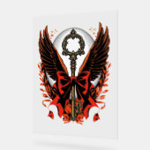 Gothic Velvet Bow Key with Wings & Moon アクリルサイン (傾斜)