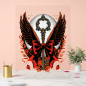 Gothic Velvet Bow Key with Wings & Moon アクリルサイン (ウェディング)