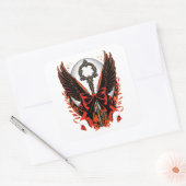 Gothic Velvet Bow Key with Wings & Moon スクエアシール (封筒)