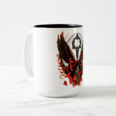 Gothic Velvet Bow Key with Wings & Moon ツートーンマグカップ (正面左)