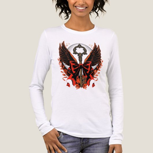 Gothic Velvet Bow Key with Wings & Moon トライブレンドＴシャツ (正面)