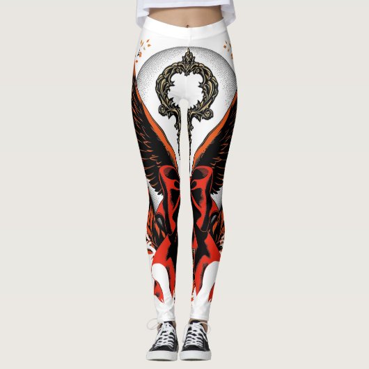 Gothic Velvet Bow Key with Wings & Moon レギンス (正面)