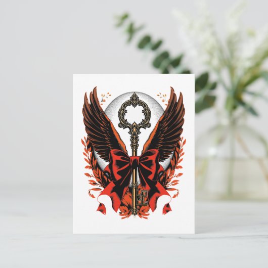 Gothic Velvet Bow Key with Wings & Moon 案内ポストカード (スタンド正面)