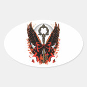 Gothic Velvet Bow Key with Wings & Moon 楕円形シール (正面)