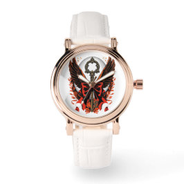 Gothic Velvet Bow Key with Wings & Moon 腕時計