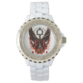 Gothic Velvet Bow Key with Wings & Moon 腕時計