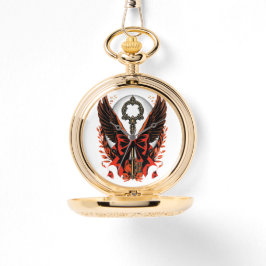 Gothic Velvet Bow Key with Wings & Moon 腕時計