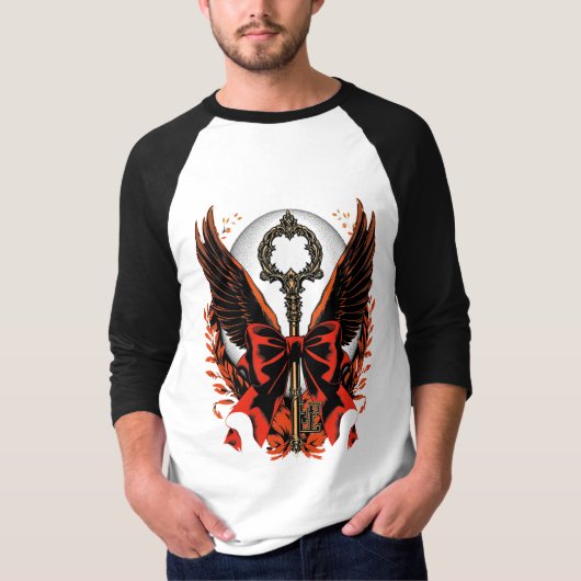 Gothic Velvet Bow Key with Wings & Moon Tシャツ (正面)