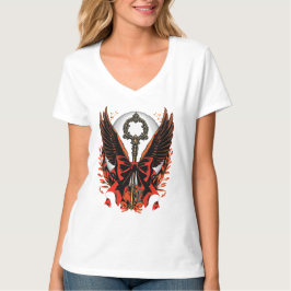 Gothic Velvet Bow Key with Wings & Moon Tシャツ