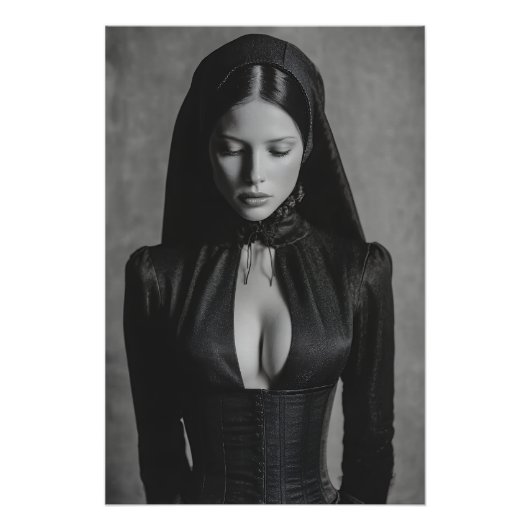 Gothic Velvet Hooded Portrait Closed Eyes ポスター (正面)