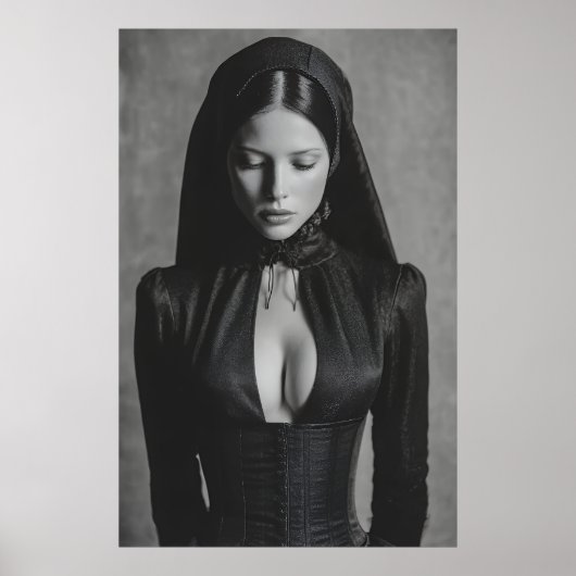 Gothic Velvet Hooded Portrait Closed Eyes ポスター (正面)