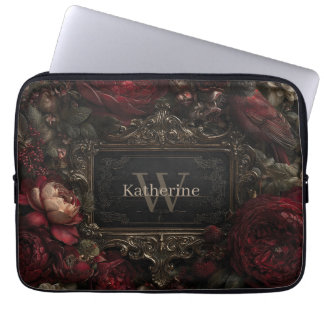 Gothic Victorian Frame with Dark Red Roses ラップトップスリーブ