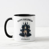 Gothic Victorian Haunted House Happy Halloween マグカップ (左)