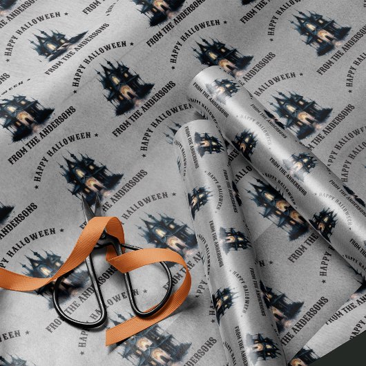 Gothic Victorian Haunted House Happy Halloween ラッピングペーパー