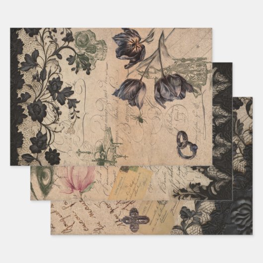 Gothic Victorian Shabby Chic Mix ラッピングペーパーシート (セット)