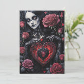 Gothic Victorian Valentine's Day Hearts Roses シーズンカード (スタンド正面)
