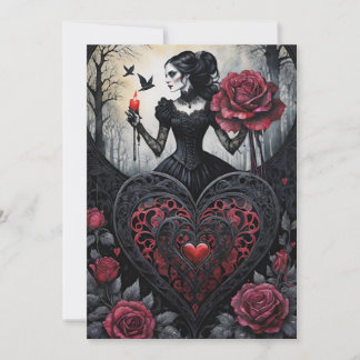 Gothic Victorian Valentine's Day Hearts Roses シーズンカード