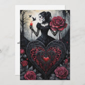 Gothic Victorian Valentine's Day Hearts Roses シーズンカード (正面/裏面)