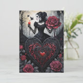 Gothic Victorian Valentine's Day Hearts Roses シーズンカード (スタンド正面)