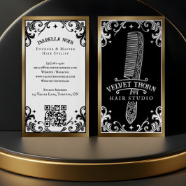 Gothic Vintage Hair Stylist Beauty Salon Black 名刺