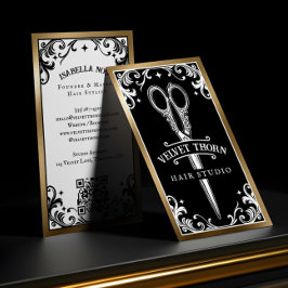 Gothic Vintage Hair Stylist Beauty Salon Black 名刺